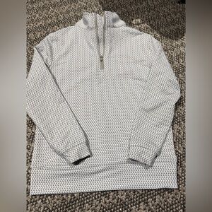 Peter Millar Light Gray Patterned Quarter-Zip Sweater